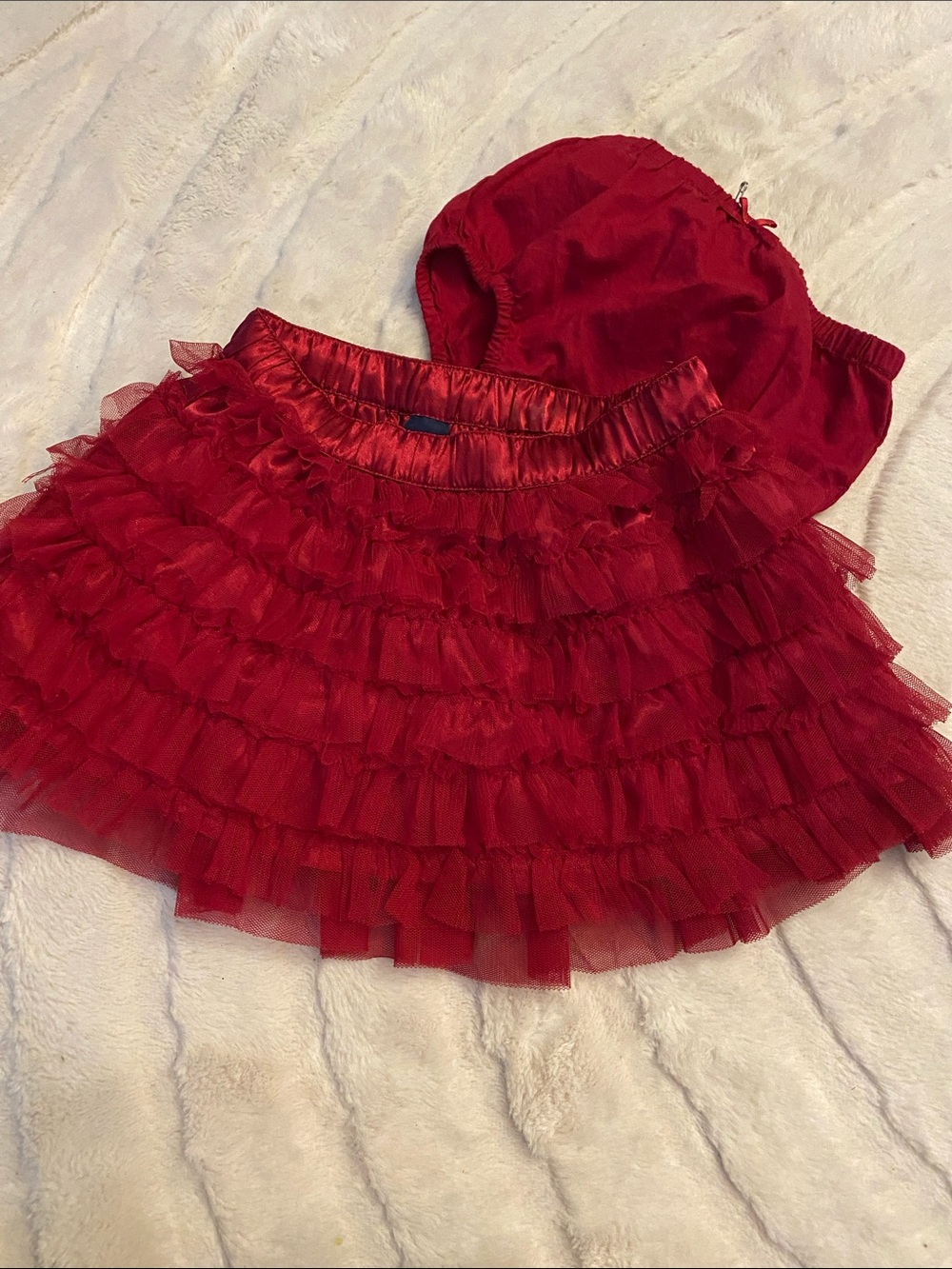 GAP Red Layered Tulle Ruffle Skirt with Matching Bloomers
